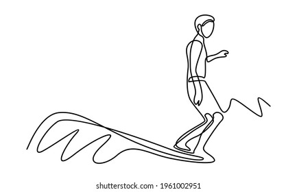 Continue line of surfer vacation sea wave vector illustration