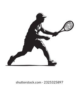 Continue line of tennis player silhouette monochrome