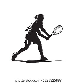 Continue line of tennis player silhouette monochrome