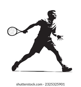 Continue line of tennis player silhouette monochrome