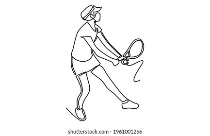 Continue line of tennis player vector illustration