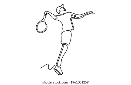 Continue line of tennis player vector illustration