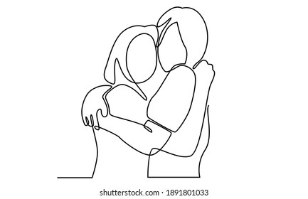Continue line two lovely happy best friends girls hugging
