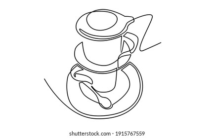 Continue line of vietnamese coffee icon