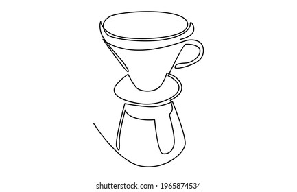 Continue Line Of Vietnamese Coffee Vector Illustration