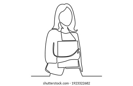 Continue Line Woman College Student Character Stock Vector (Royalty ...