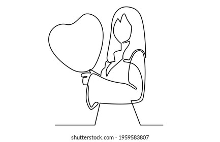 Continue line of woman holding heart vector illustration