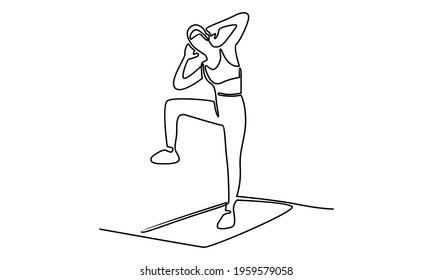 Continue line of woman performing physical exercises vector illustration