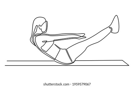 Continue line of woman performing physical exercises vector illustration