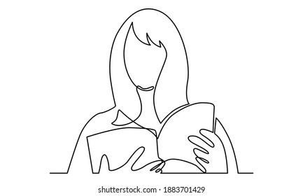 Continue line of woman reading a book