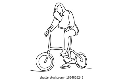 Continue line of woman riding bicycles