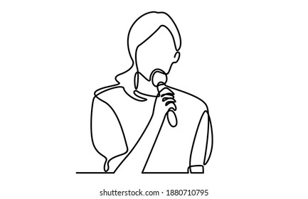 Continue line of woman talk using a mic