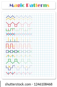 Continue The Pattern With Crayons Or Felt-tip Pens. Worksheet For Preschoolers And Primary School Children