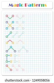 Continue the pattern with crayons or felt-tip pens. Worksheet for preschoolers and primary school children