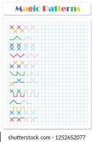 Continue the pattern with crayons or felt-tip pens. Worksheet for preschoolers and primary school children