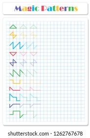 Continue the pattern with crayons or felt-tip pens. Worksheet for preschoolers and primary school children