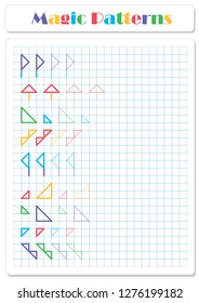 Continue the pattern with crayons or felt-tip pens. Worksheet for preschoolers and primary school children