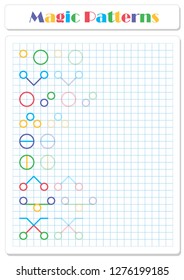 Continue the pattern with crayons or felt-tip pens. Worksheet for preschoolers and primary school children
