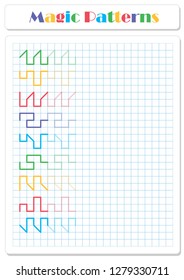 Continue the pattern with crayons or felt-tip pens. Worksheet for preschoolers and primary school children