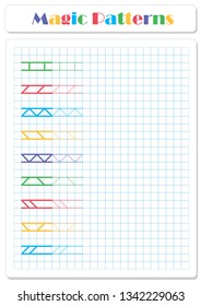 Continue the pattern with crayons or felt-tip pens. Worksheet for preschoolers and primary school children