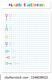 Continue the pattern with crayons or felt-tip pens. Worksheet for preschoolers and primary school children