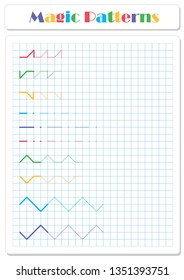 Continue the pattern with crayons or felt-tip pens. Worksheet for preschoolers and primary school children