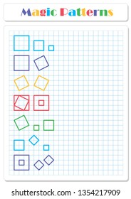 Continue the pattern with crayons or felt-tip pens. Worksheet for preschoolers and primary school children
