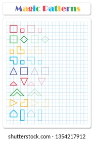Continue the pattern with crayons or felt-tip pens. Worksheet for preschoolers and primary school children