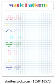 Continue the pattern with crayons or felt-tip pens. Worksheet for preschoolers and primary school children