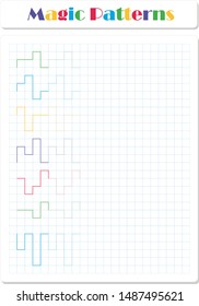 Continue the pattern with crayons or felt-tip pens. Worksheet for preschoolers and primary school children