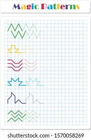 Continue the pattern with crayons or felt-tip pens. Worksheet for preschoolers and primary school children