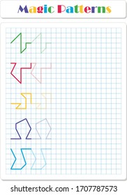 Continue the pattern with crayons or felt-tip pens. Worksheet for preschoolers and primary school children