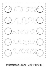 Continue the pattern  with pen, dotted line practice worksheet for preschoolers  