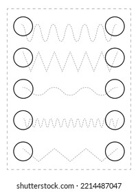 Continue the pattern  with pen, dotted line practice worksheet for preschoolers  