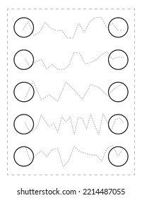 Continue the pattern  with pen, dotted line practice worksheet for preschoolers  