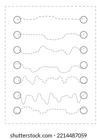 Continue the pattern  with pen, dotted line practice worksheet for preschoolers  