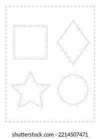 Continue the pattern  with pen, geometric dotted line practice worksheet for preschoolers  