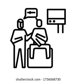Continued lab examination Icon. symbol of activity or illustration to deal with the corona virus