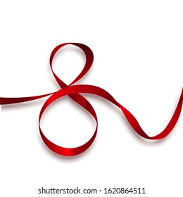 continued long red ribbon in shape of figure 8. Vector isolated element for March 8th.