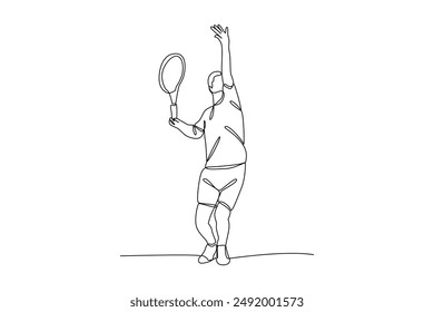 continues line art person preparing to take strongest shot in tennis illustrator line art