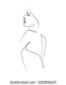Continues line art style woman lined illustration