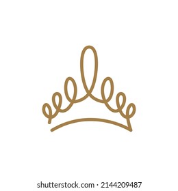 Continues Line luxury crown logo vector template design.