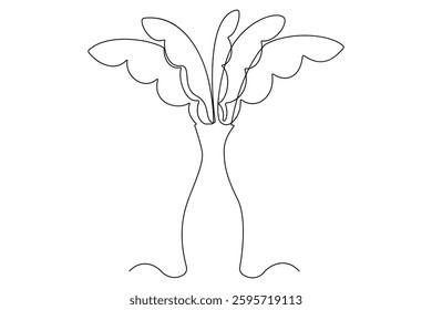 Continues One line drawing of elegant plants in a vase vector illustrator
