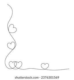 Continues one line drawing of hearts. Artistic heart frame with negative space.
