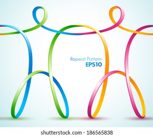 Continues vector design of connected ribbon figures 