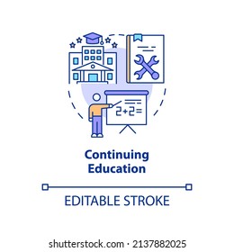 Continuing education concept icon. University extension. Lifelong learning contexts abstract idea thin line illustration. Isolated outline drawing. Editable stroke. Arial, Myriad Pro-Bold fonts used