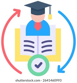 Continuing Education Icon Flat Vector Illustration