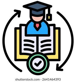 Continuing Education Icon Lineal Color Vector Illustration