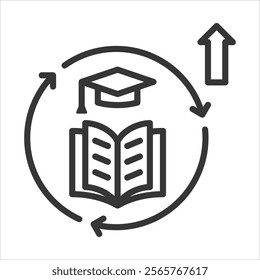 Continuing Education Icon Vector Illustration Outline Style