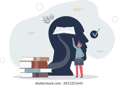 Continuing education and lifelong knowledge development.Keep learning for potential professional and mental improvement.flat vector illustration.